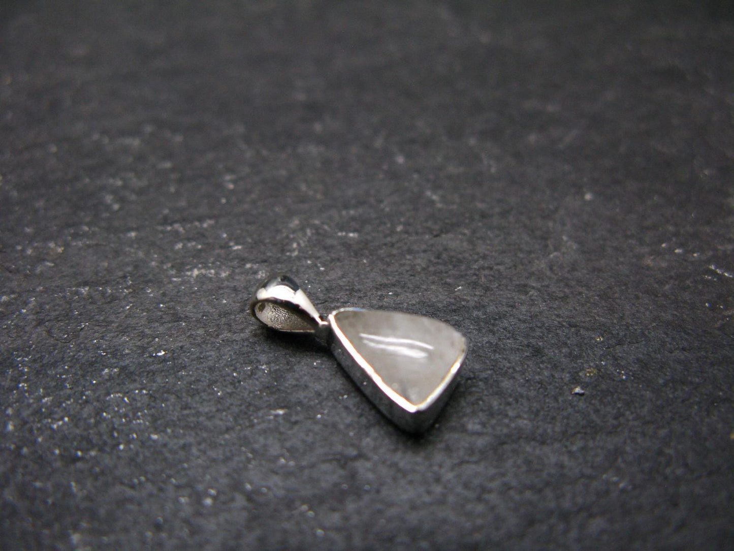 Raw Rare Natrolite Crystal Silver Pendant From Russia - 0.5" - 0.72 Grams