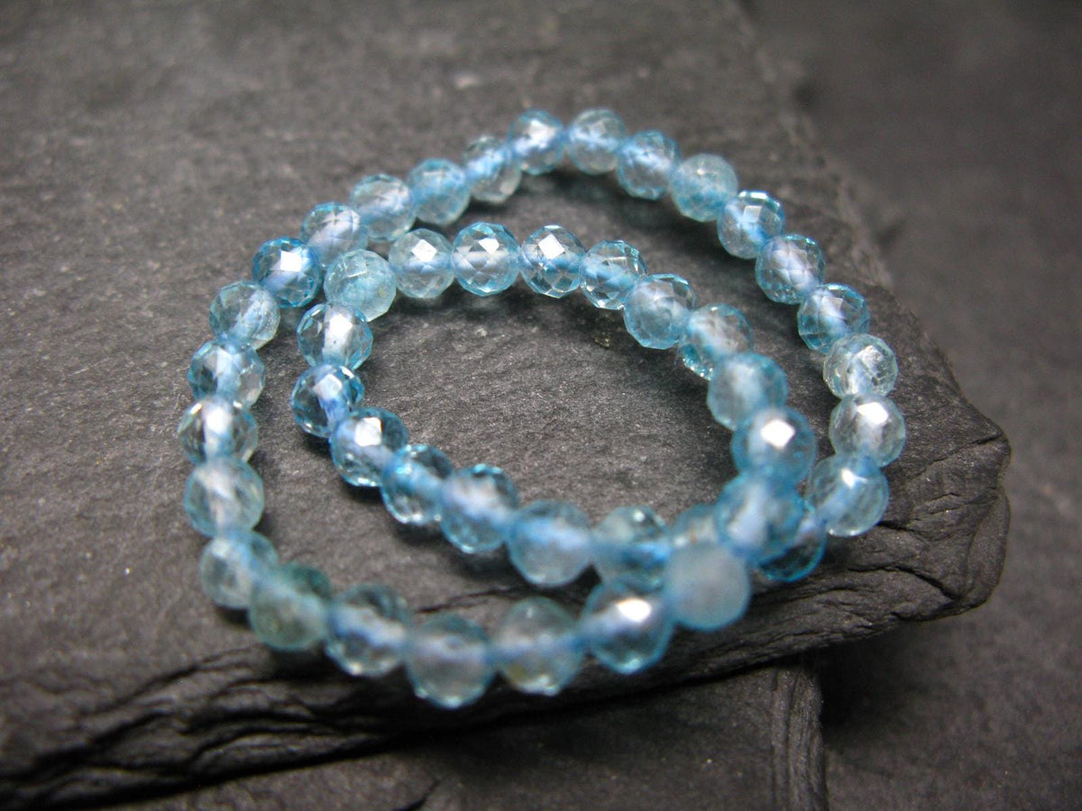 Blue Topaz Genuine Bracelet ~ 7 Inches ~ 4mm Facetted Beads