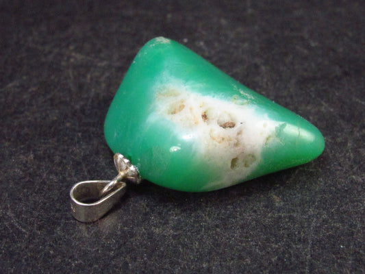 Chrysoprase Silver Pendant From Australia - 0.9" - 4.8 Grams