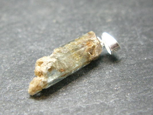 Aquamarine Crystal Silver Pendant From Namibia - 1.1" - 1.54 Grams