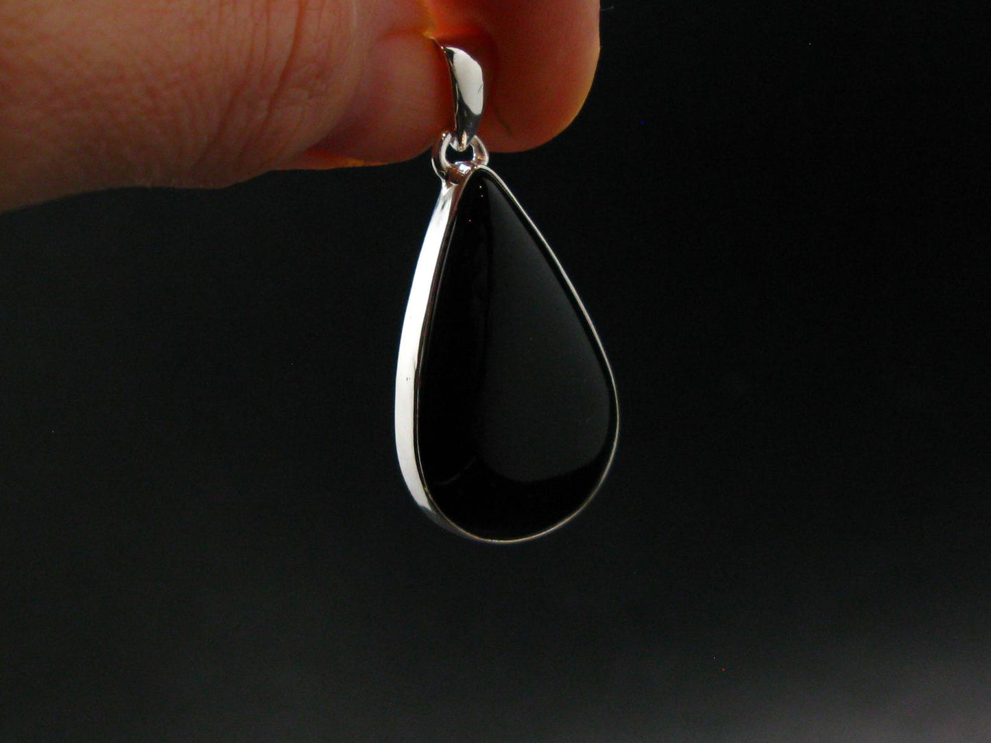 Black Onyx Silver Plated Pendant From Brazil - 7.39 Grams