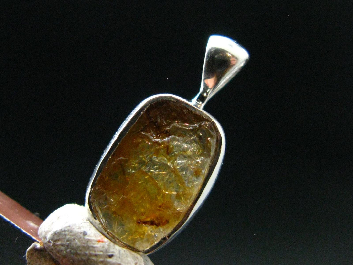 Rare Herderite Crystal Silver Pendant from Brazil - 0.7" - 1.36 Grams