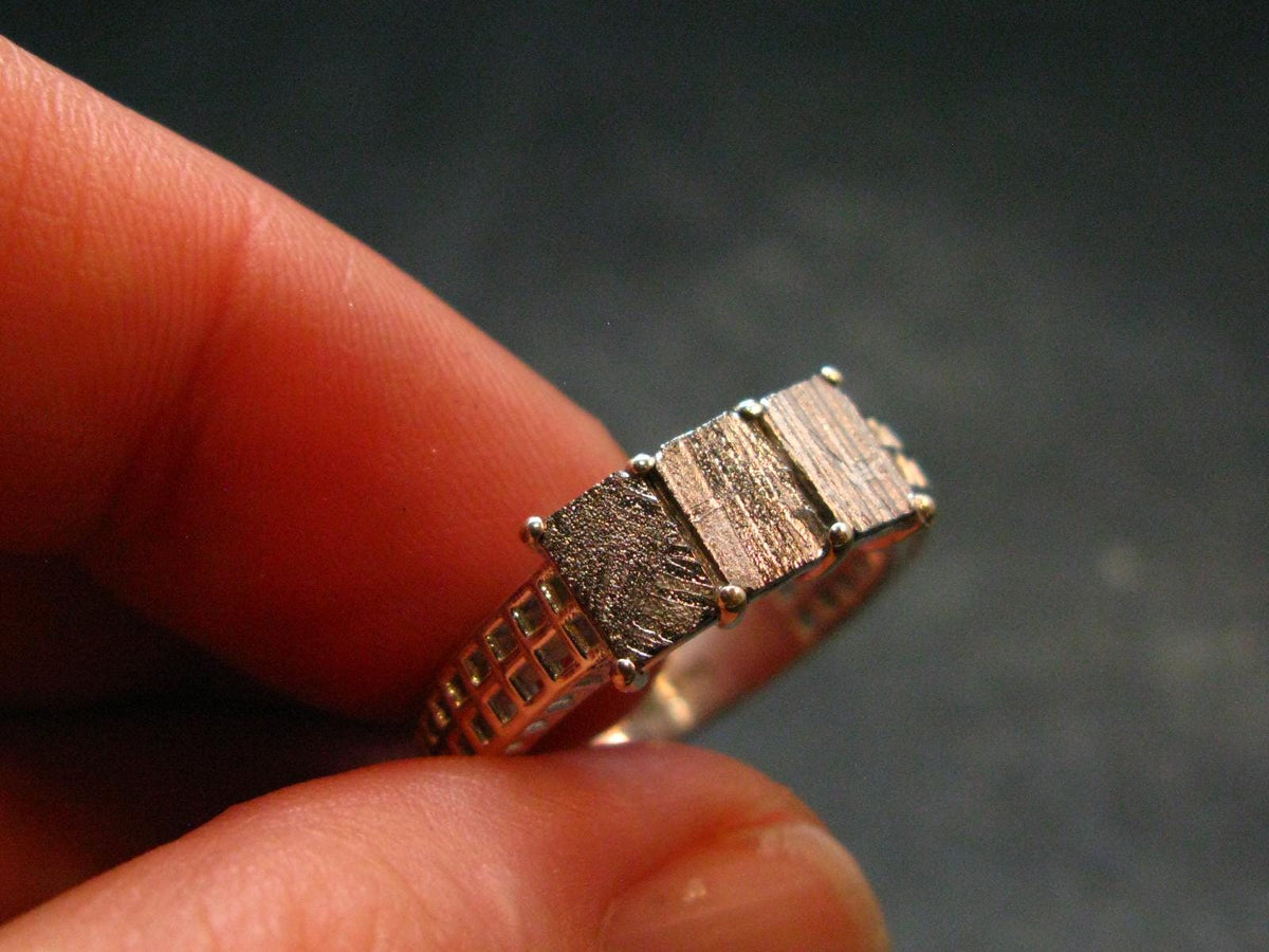 Muonionalusta Meteorite Sterling Silver Ring from Sweden - 3.36 Grams - Size 8