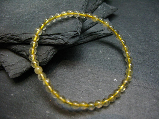 Rutilated Quartz Genuine Bracelet ~ 7 Inches ~ 4mm Round Beads