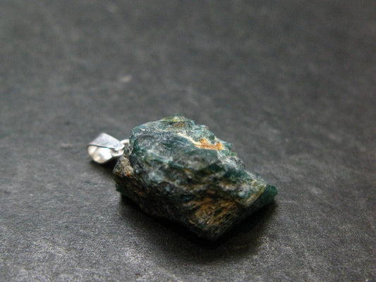 Extremely Rare Rough Grandidierite Silver Pendant From Madagascar - 0.9" - 2.94 Grams