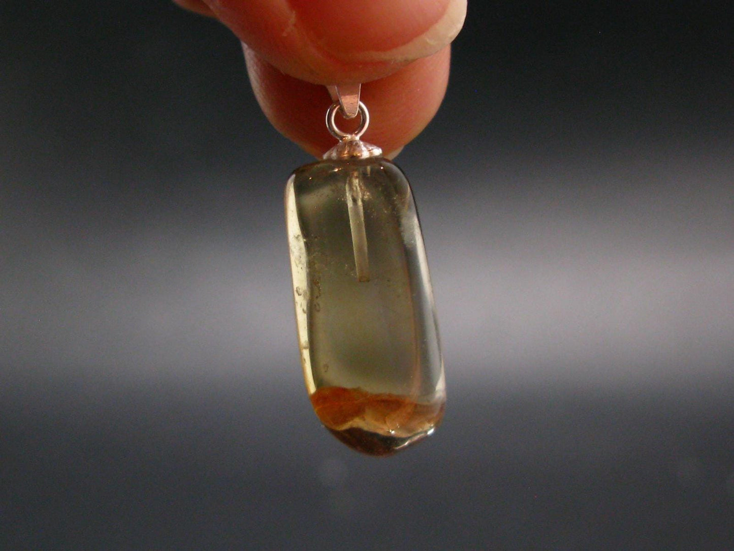 Natural Unheated Citrine Sterling Silver Pendant from Zambia - 1.2" - 2.67 Grams