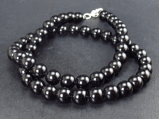 Tibetan Black Tektite Necklace From Tibet - 18"