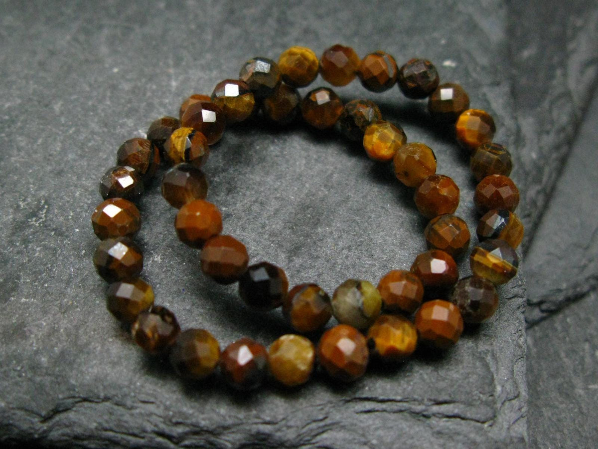 Tiger Eye Genuine Bracelet ~ 7 Inches ~ 4mm Round Facetted Beads
