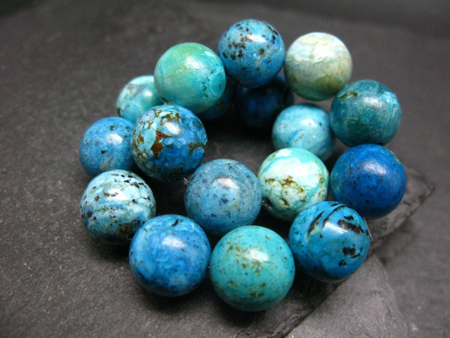 Chrysocola Genuine Bracelet ~ 7 Inches ~ 12mm Round Beads