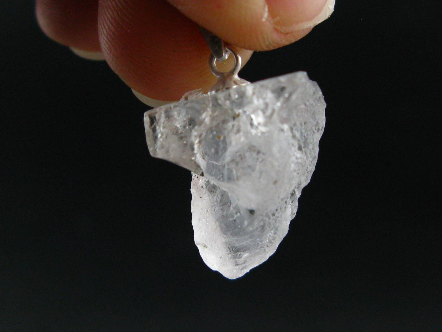 Gem Pollucite Polucite Crystal Silver Pendant from Pakistan - 1.0" - 3.04 Grams