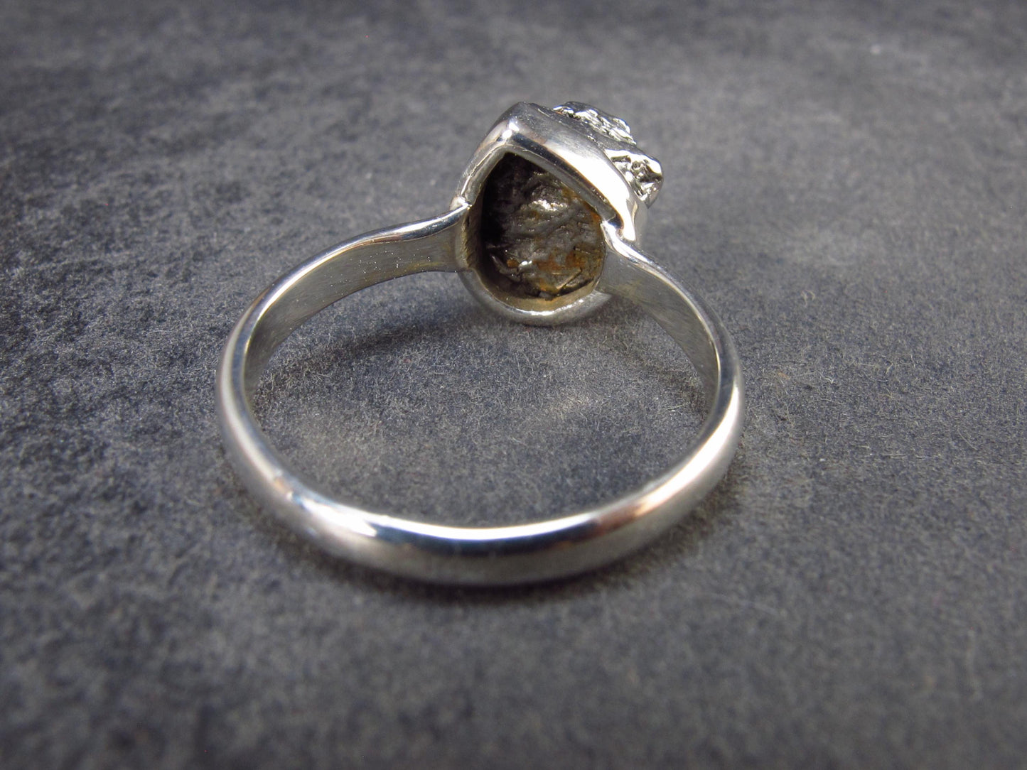 Large Meteorite Campo Del Cielo Sterling Silver Ring from Argentina - 3.22 Grams - Size 7.5