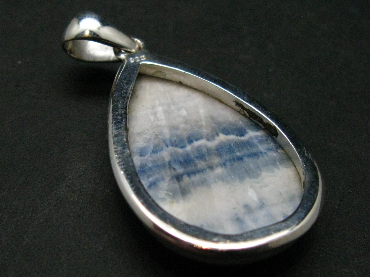 Rare Blue Scheelite Silver Pendant From Turkey - 1.7" - 9.64 Grams