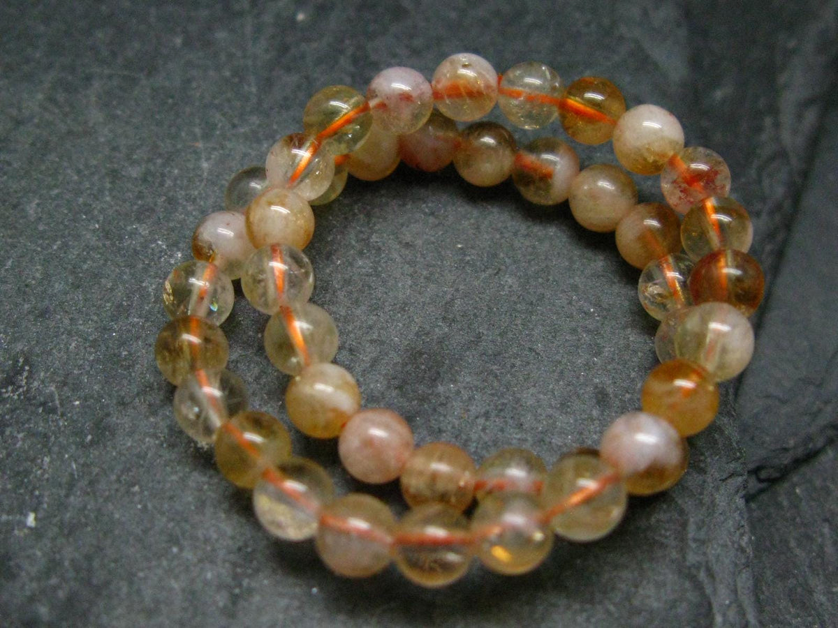 Citrine Genuine Bracelet ~ 7 Inches ~ 4mm Round Beads