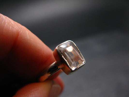 Phenakite Phenacite Crystal Facetted Silver 2.02 Carats Ring From Russia - Size 6 - 2.0Grams