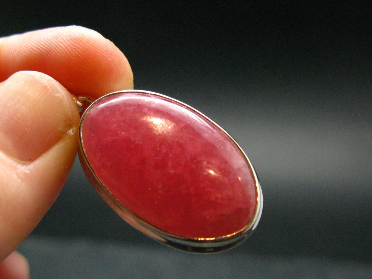 Rare Rhodochrosite Sterling Silver Pendant From Argentina - 1.5" - 8.14 Grams