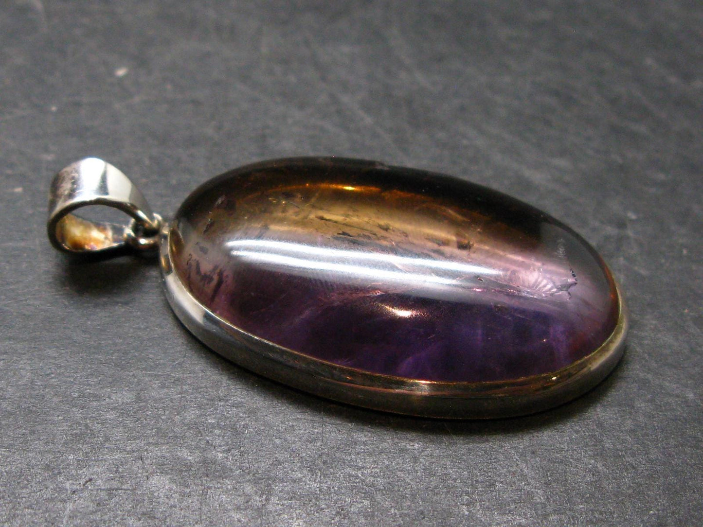 Stunning Natural Gem Ametrine Crystal Silver Pendant From Bolivia - 2.1" - 20.33 Grams