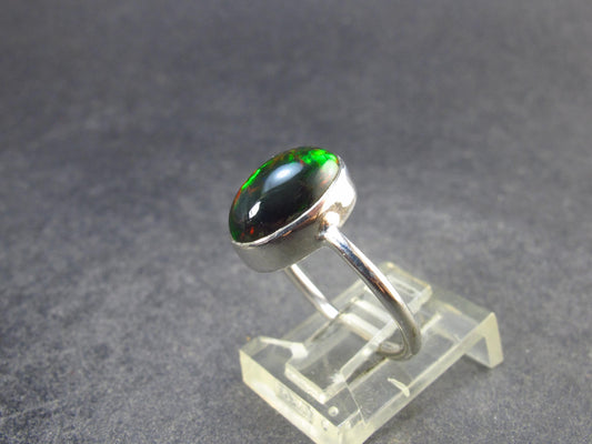 Rare Black Opal Sterling Silver Ring from Australia - Size 6.25 - 2.18 Grams
