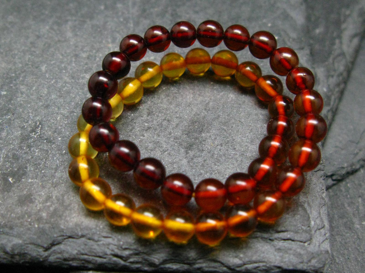 Amber Genuine Bracelet ~ 7 Inches ~ 4mm Round Beads