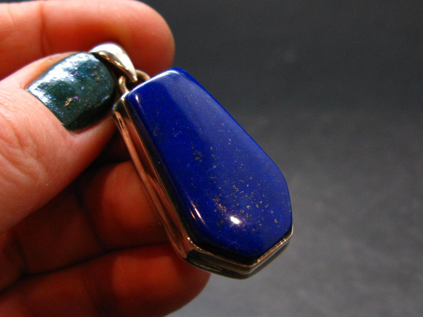 Lapis Lazuli Silver Pendant From Afghanistan - 1.7" - 11.81 Grams