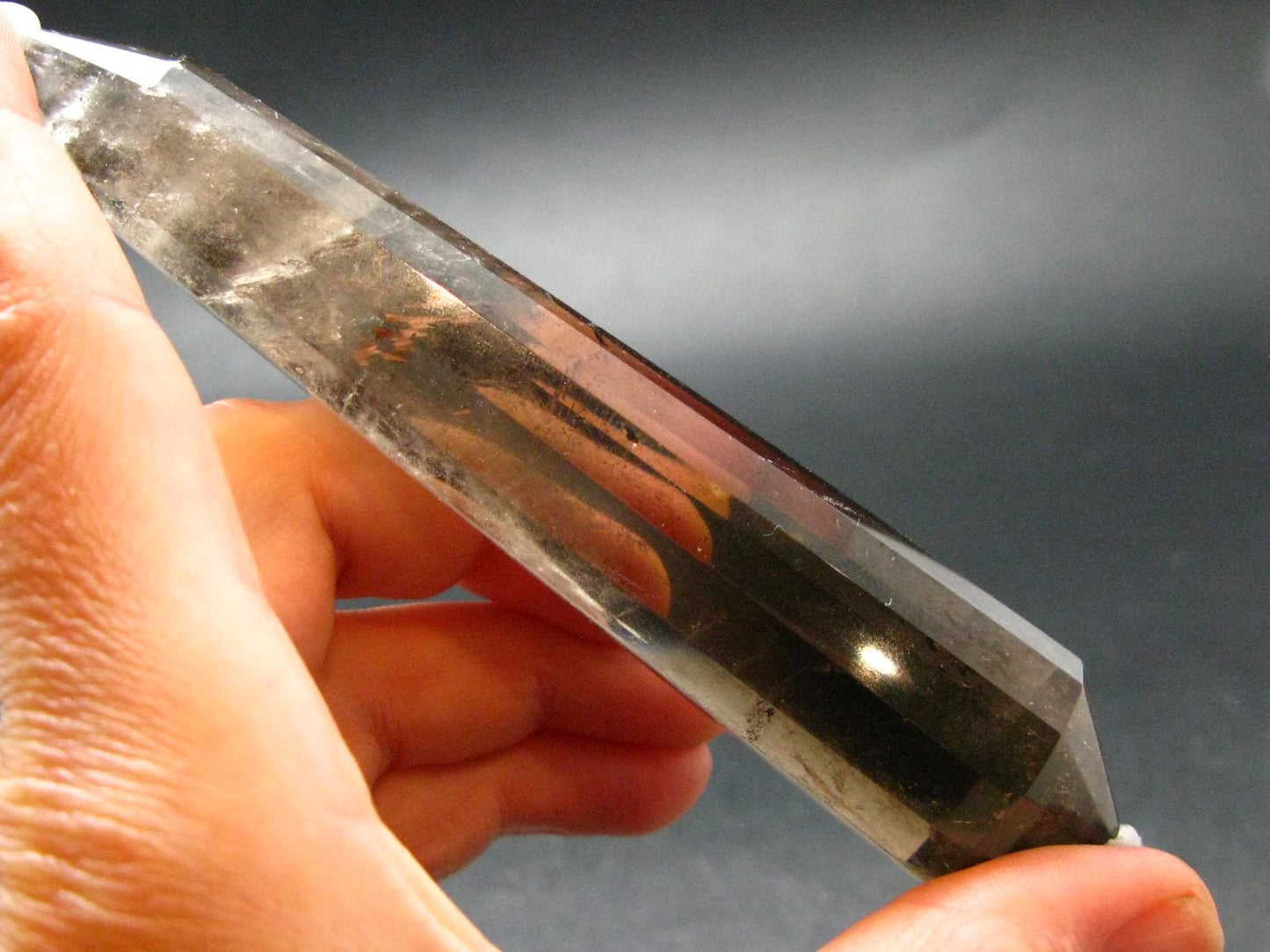 Perfect 12 Sided Smoky Quartz Vogel Crystal Healing Wand - 4.7"