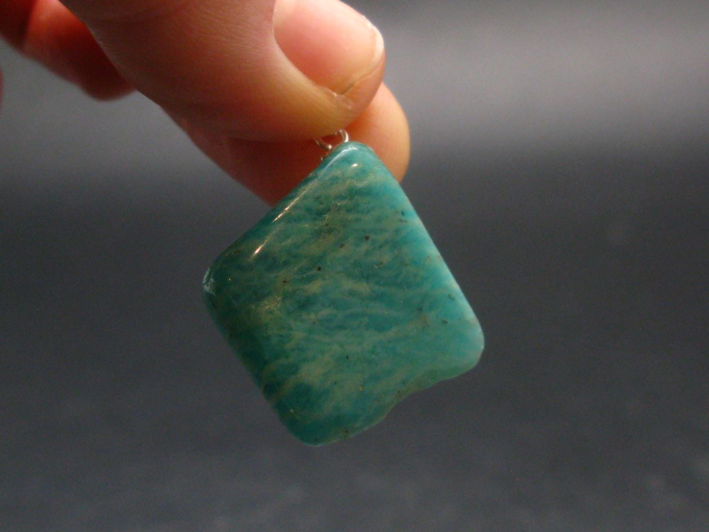 Rare Amazonite Silver Pendant From Russia - 1.1"