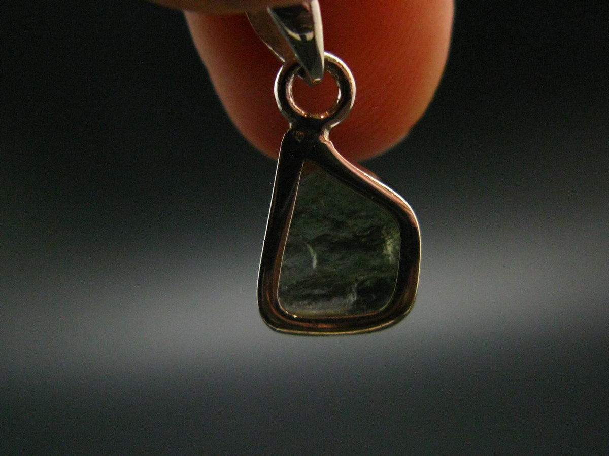 Moldavite Tektite Silver Pendant from Czech Republic - 0.8" - 1.19 Grams
