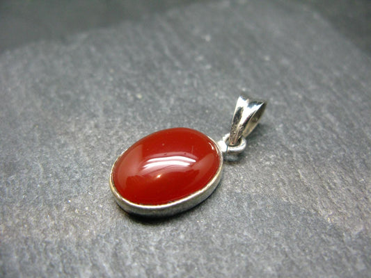 Gem from A Poem by Goethe!! Orange - Red Round Shape Carnelian Sterling Silver Pendant - 1"