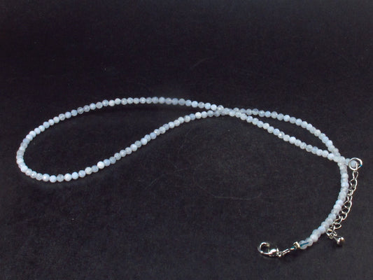 Lightweight Gem Sparkly Faceted Aquamarine Tiny Beads Necklace from Brazil - 17"