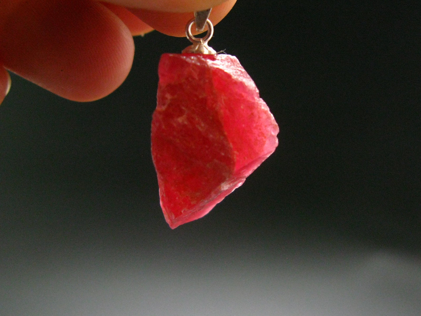 Rare Raw Rhodonite Silver Pendant From Brazil - 1.0" - 4.0 Grams