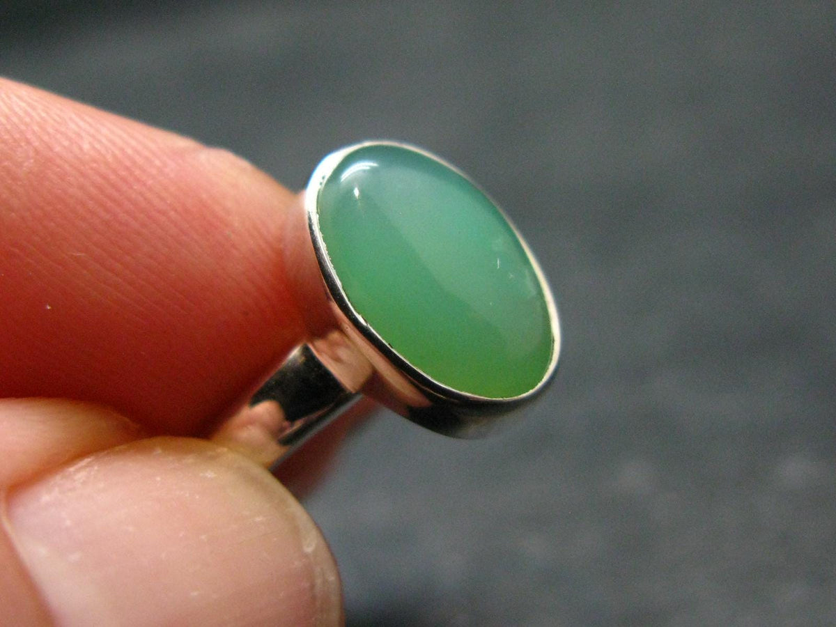 Natural Apple Green Chrysoprase 925 Sterling Silver Ring From Australia - 2.72 Grams - Size 5