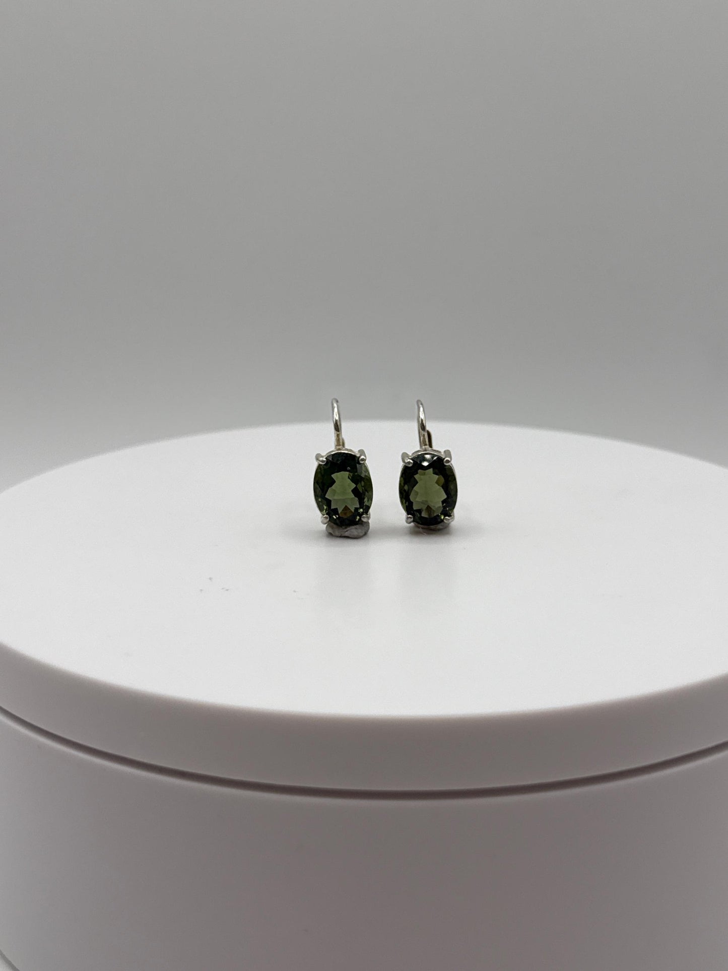 Minimalist Moldavite Earrings – Sterling Silver - Weight 2.77 Grams