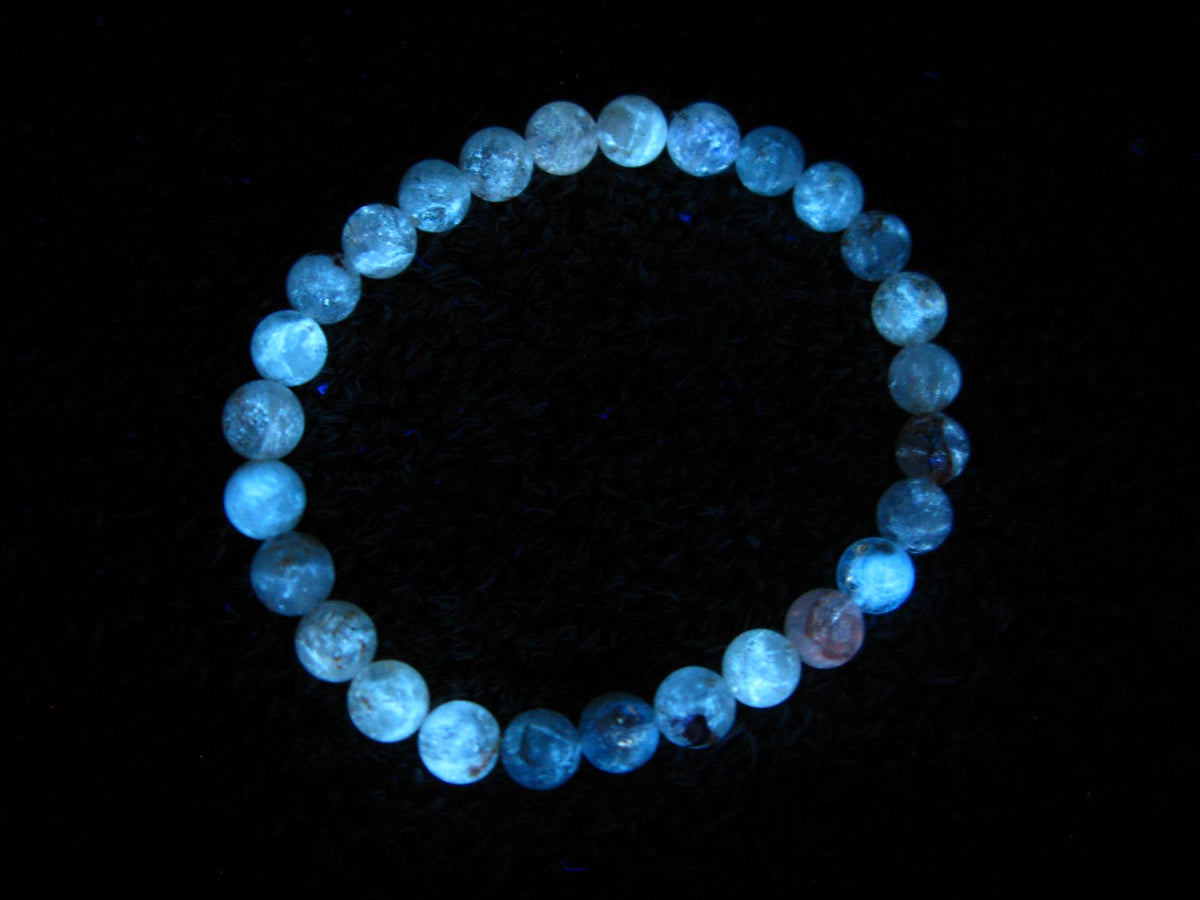 Rare Petroleum Oil In Quartz Crystal Bracelet - 7 Inches - 7mm Round Beads