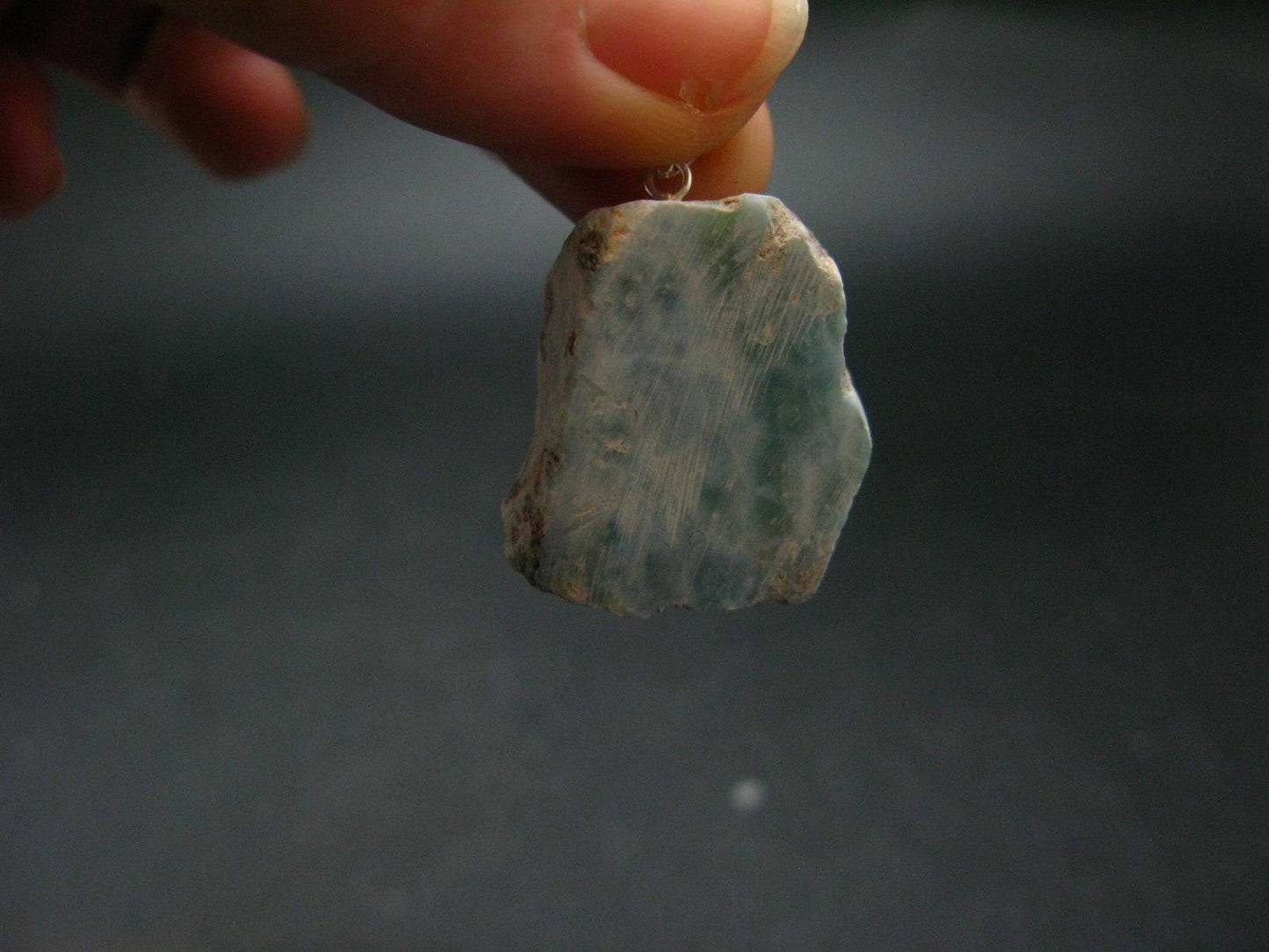 Rare Blue Larimar Pectolite Silver Pendant From Dominican Republic - 1.2"
