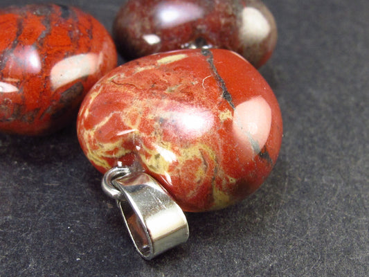Lot of 3 Natural Puffed Heart Red Jasper Pendant from Madagascar