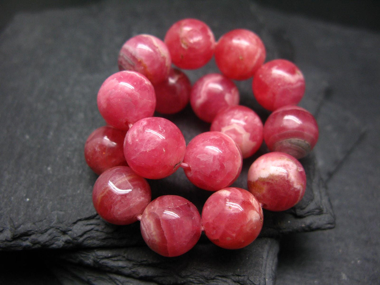 Rhodochrosite Genuine Bracelet ~ 7 Inches ~ 12mm Round Beads