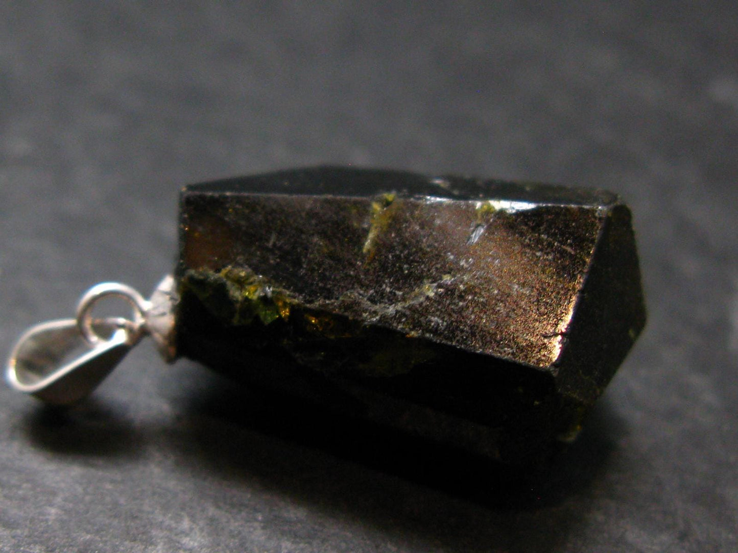 Nice Rare Terminated Epidote Crystal Silver Pendant From Peru - 1.1" - 4.96 Grams