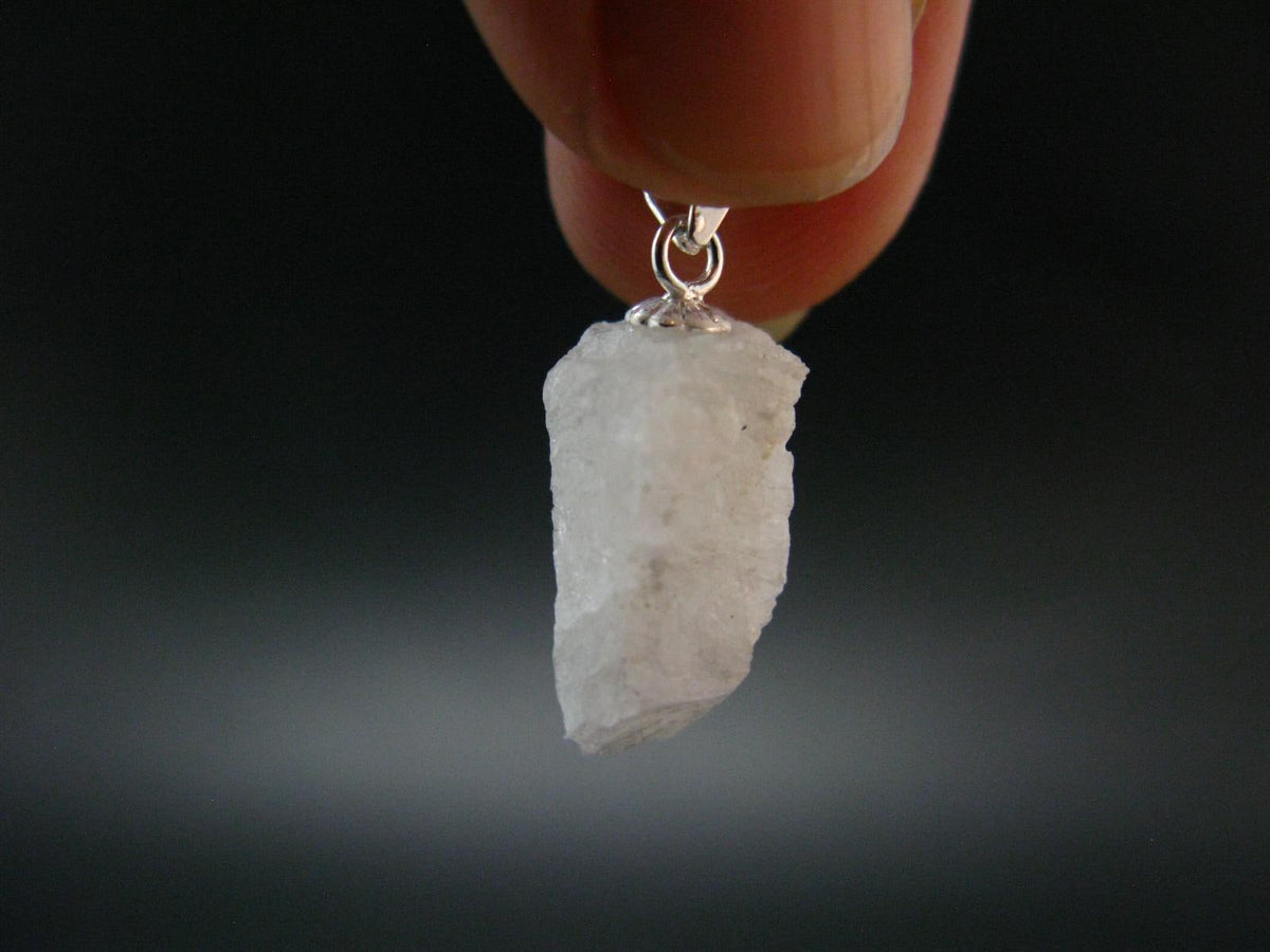 Natrolite Sterling Silver Pendant Necklace From Russia - 0.9" - 1.28 Grams