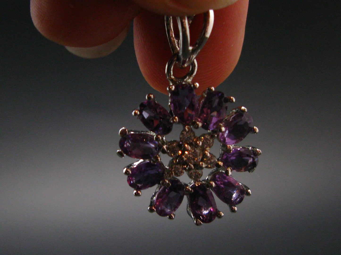 Rich Purple Faceted Amethyst Sterling Silver Pendant From Brazil - 1.0" - 3.56 Grams