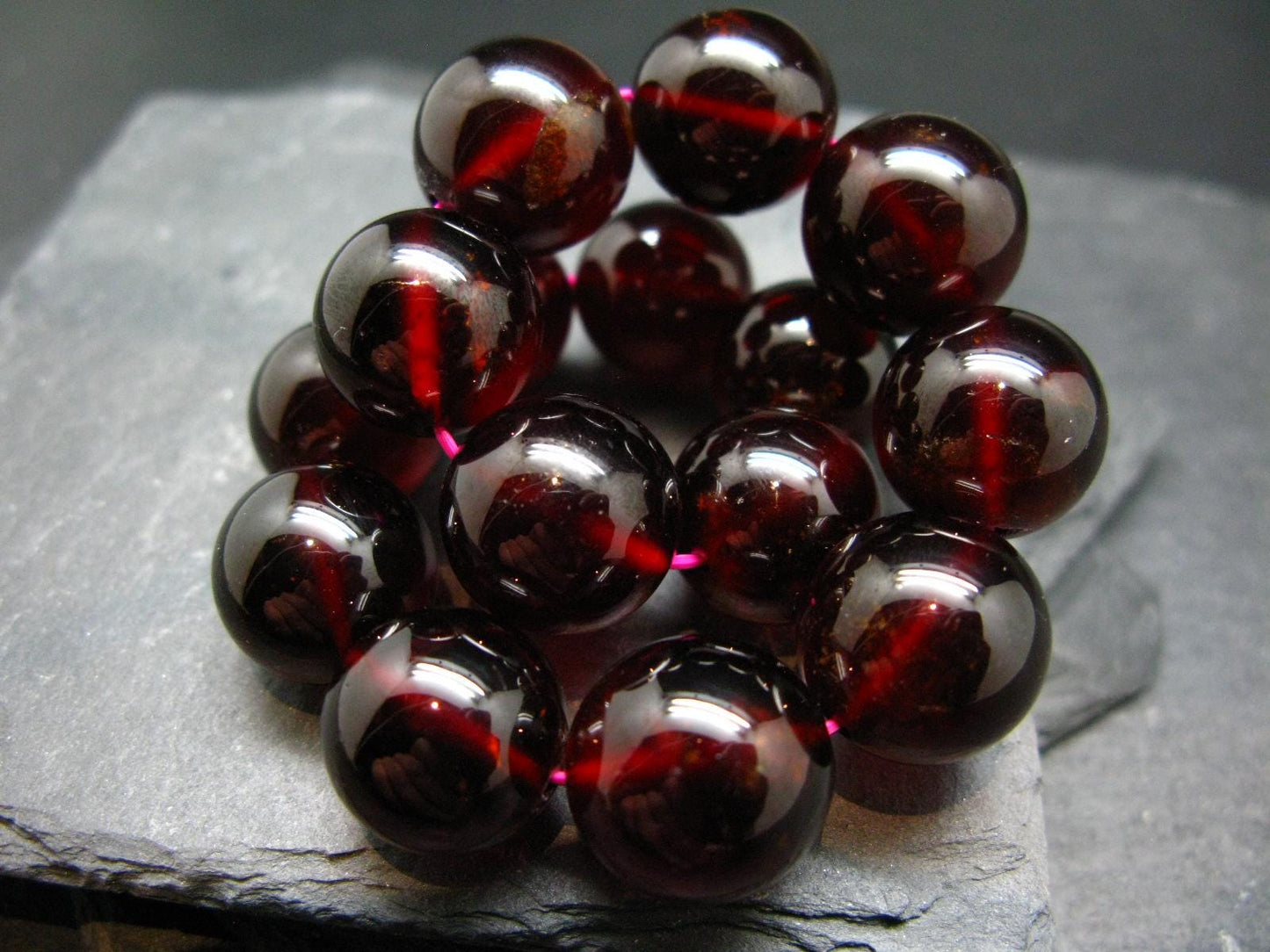 AAA Grade Garnet Hessonite Genuine Bracelet ~ 8 Inches ~ 15mm Round Beads