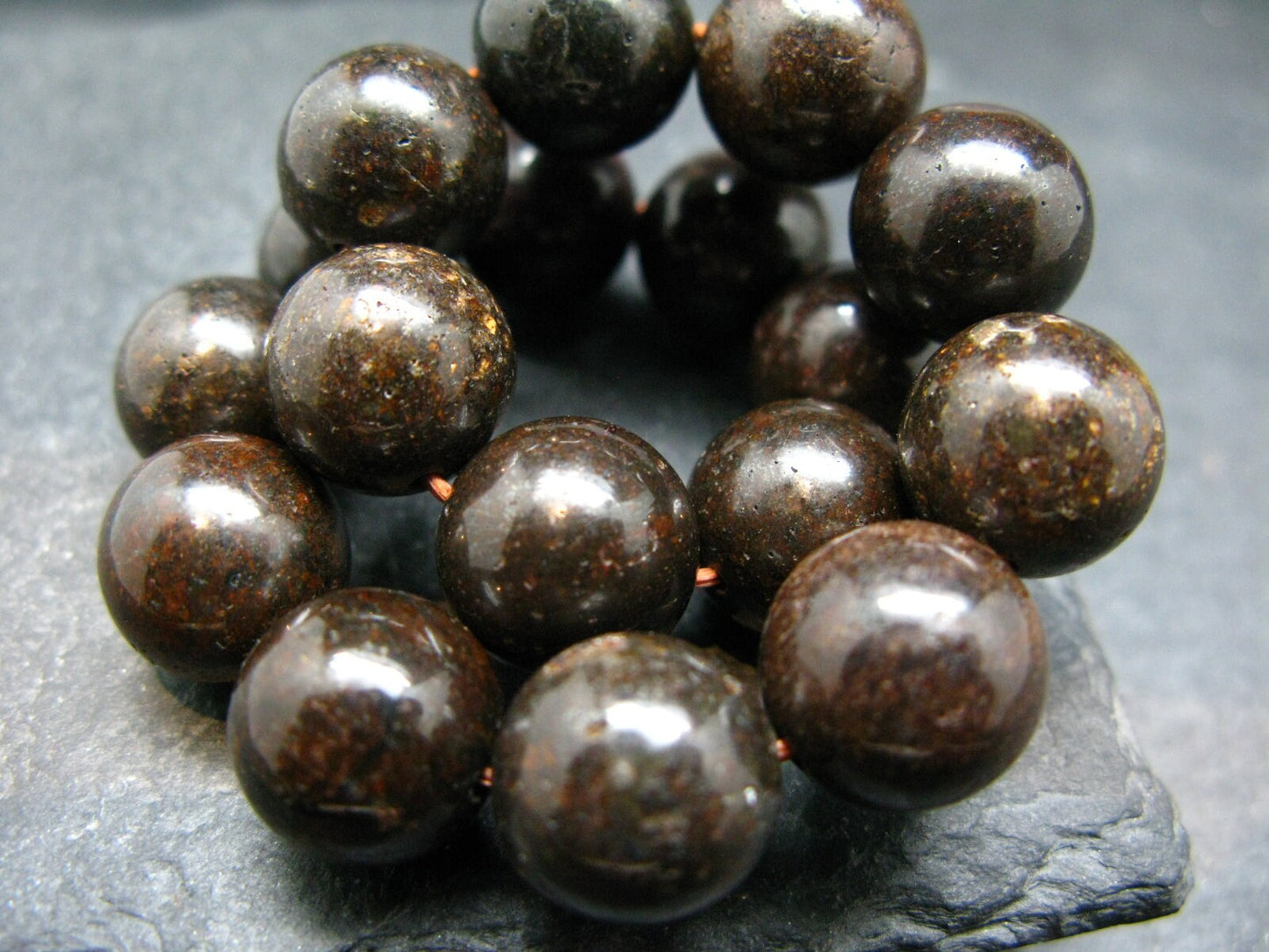Meteorite Chondrite Genuine Bracelet ~ 7 Inches ~ 12mm Round Beads