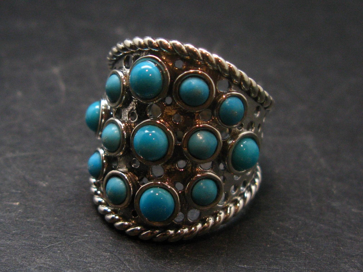 Genuine Turquoise Sterling Silver Ring - 9.48 Grams - Size 9.25
