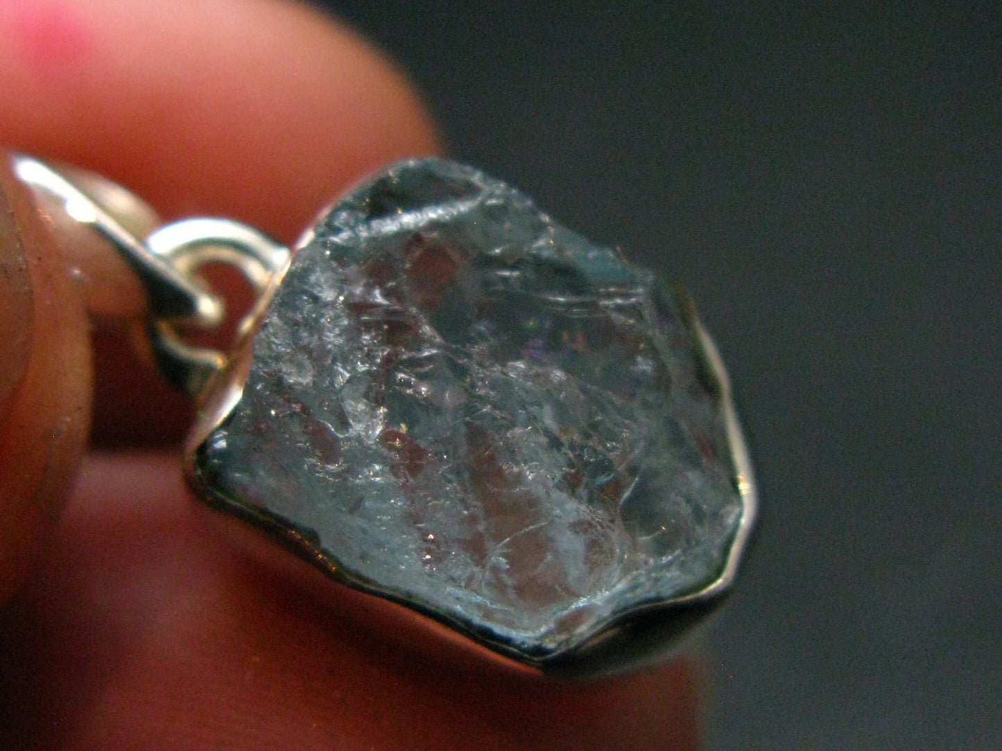 Fantastic Gemmy Aquamarine Crystal Silver Pendant From Brazil - 0.8"