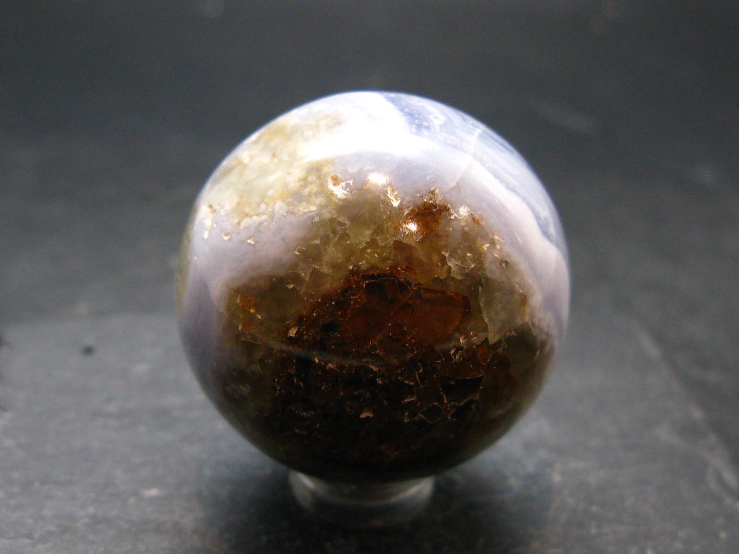 Rare Blue Lace Holly Chalcedony Agate Sphere From Malawi - 1.5"