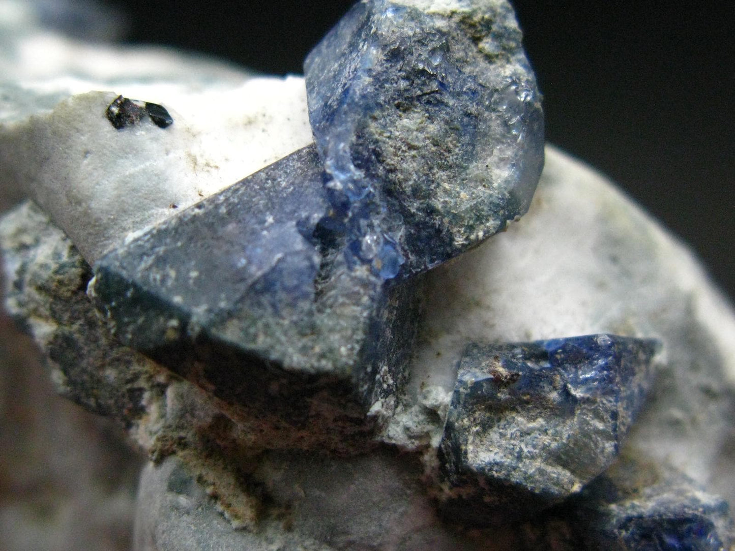 Benitoite and Neptunite on Natrolite Cluster From California - 1.5" - 10.35 Grams