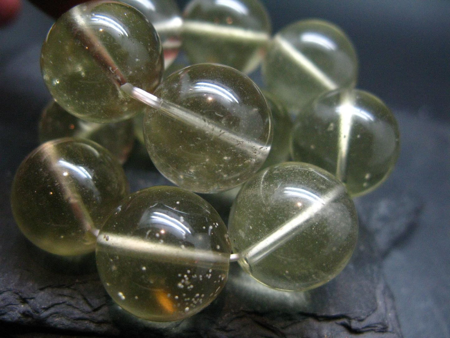 Libyan Tektite Glass Genuine Bracelet ~ 7 Inches ~ 18mm Round Beads