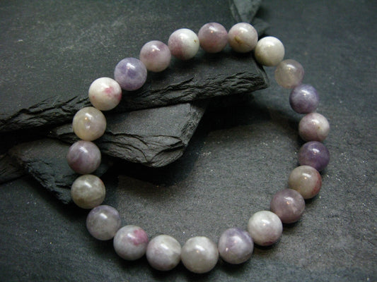 Unicorn Stone Lepidolite & Tourmaline Genuine Bracelet ~ 7 Inches ~ 8mm Round Beads