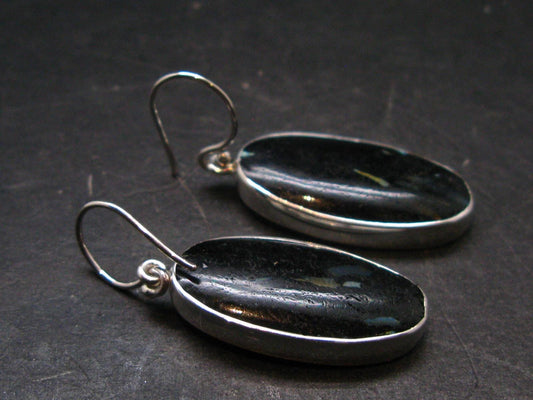 Very Rare Sterling Silver Nuumite Nuummite Earrings From Greenland