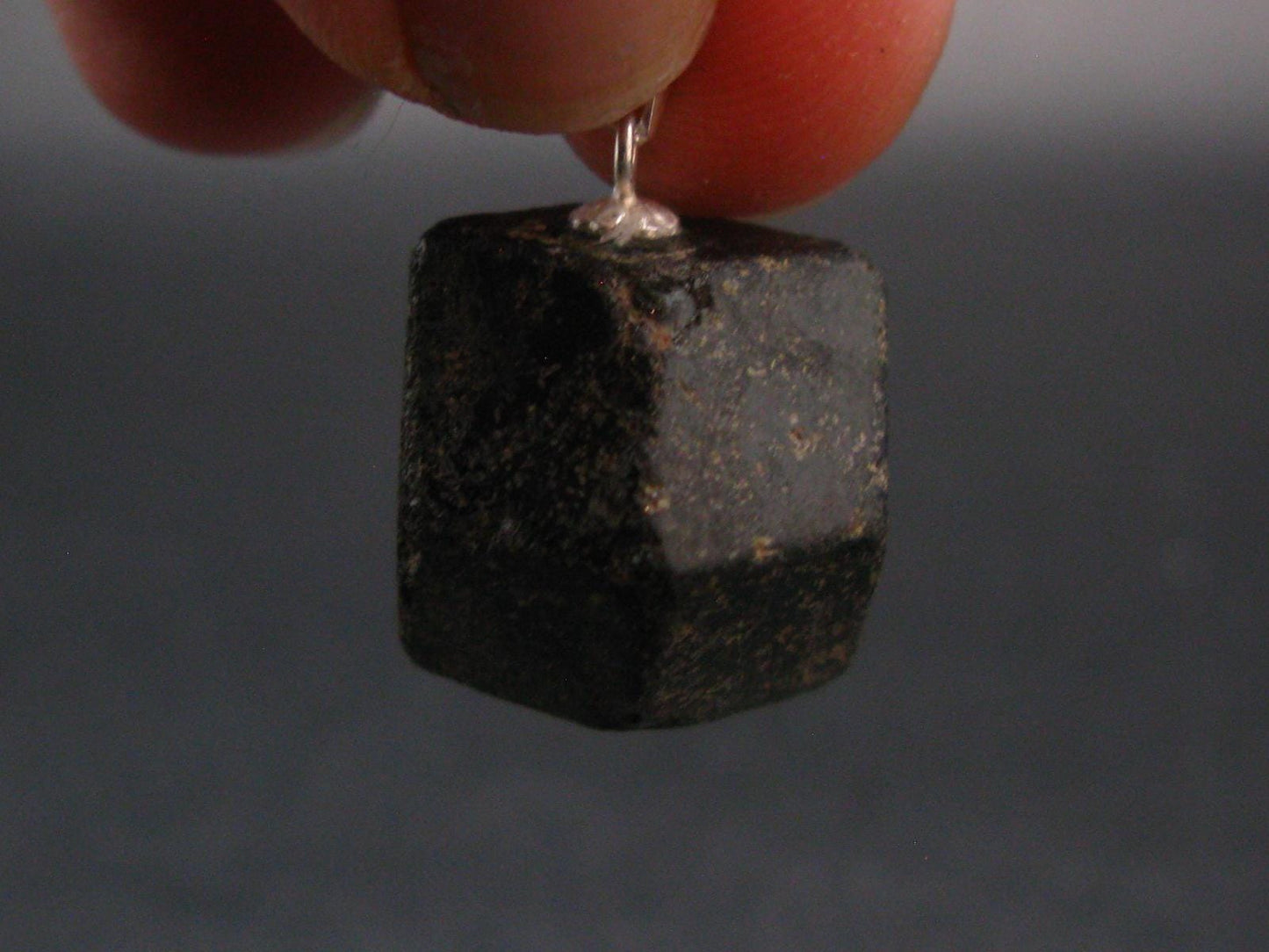 Sharp Black Melanite Andradite Garnet Silver Pendant From Mali - 0.9" - 10.59 Grams