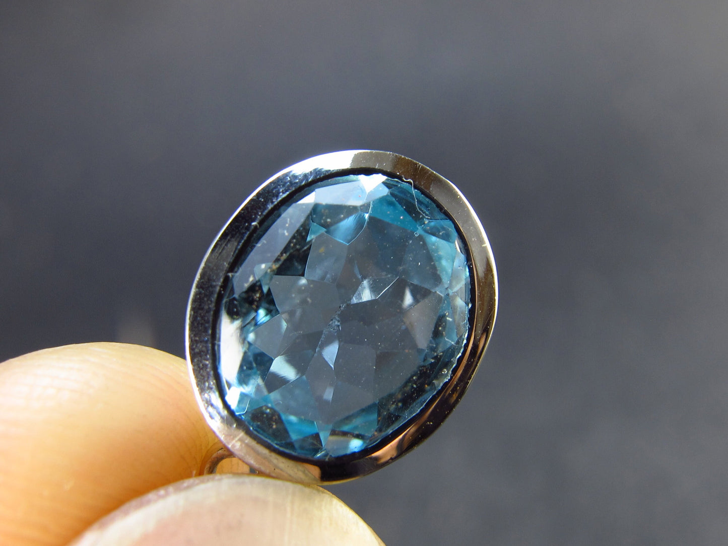 Faceted Natural Sky Blue Topaz Dangle 925 Silver Earrings from Brazil - 1.1" - 4.58 Grams