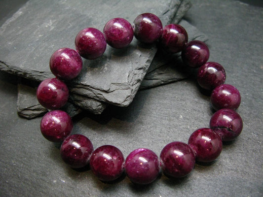 AAA Grade Ruby Genuine Bracelet ~ 8 Inches ~ 15mm Round Beads